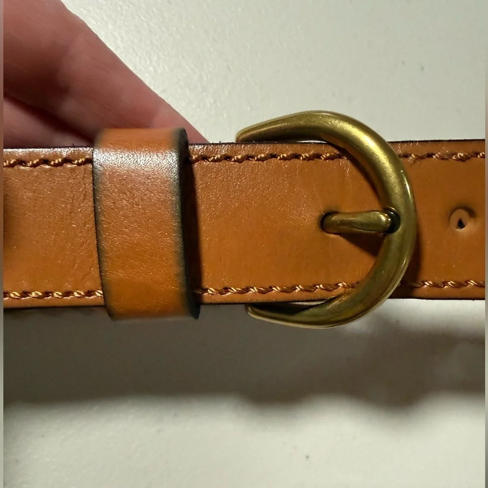 Fossil Tan Brown Perforated Leather Belt Size Small Boho Classic Western